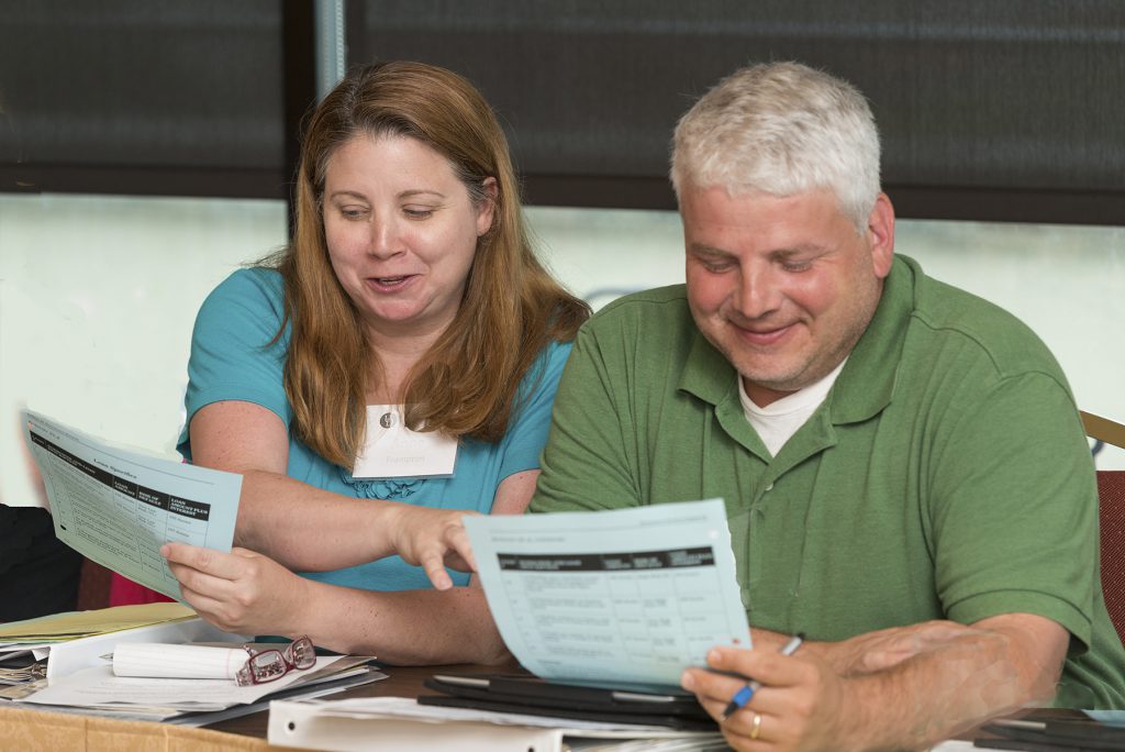 Two educators attend a training session