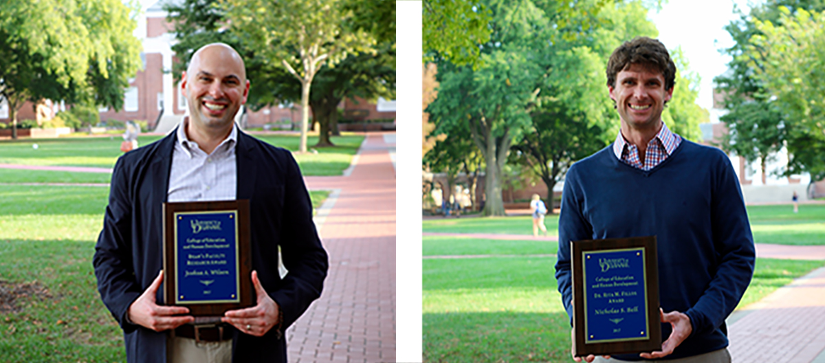 Nick Bell and Josh Wilson pose with their 2017 awards