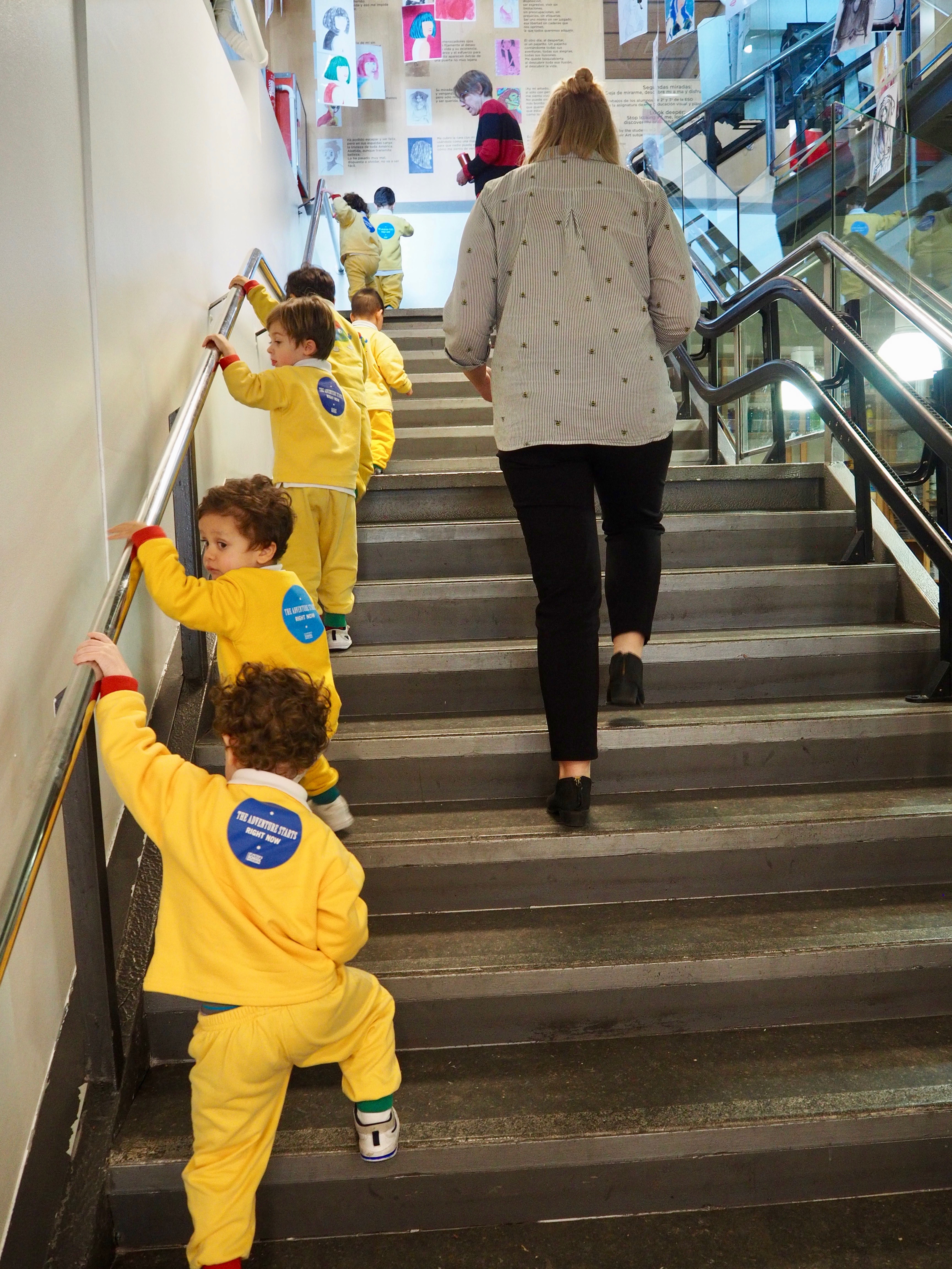 Students walking up the stairs at St. Peter's School