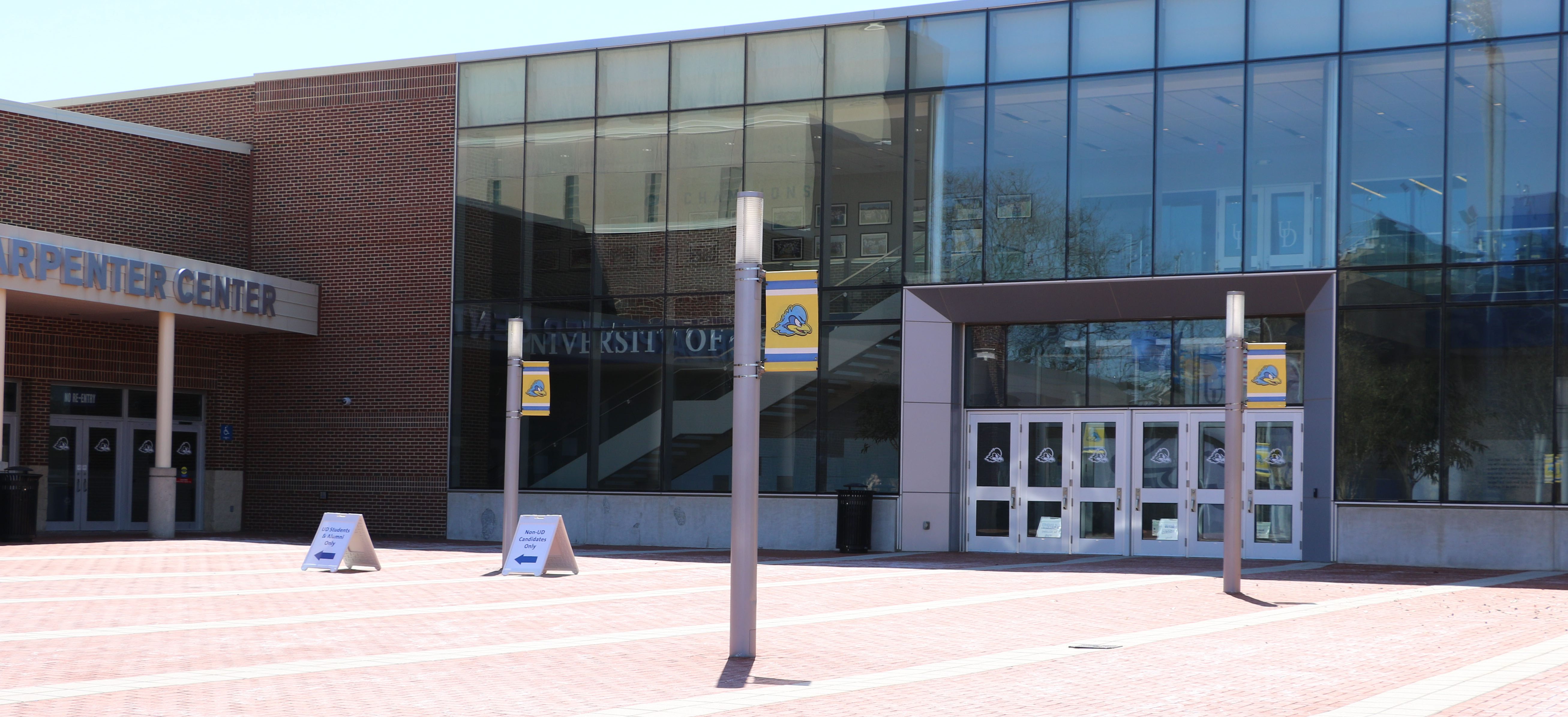 Entrance doors for PHD, EDD and Master's degree students at Bob Carpenter Center