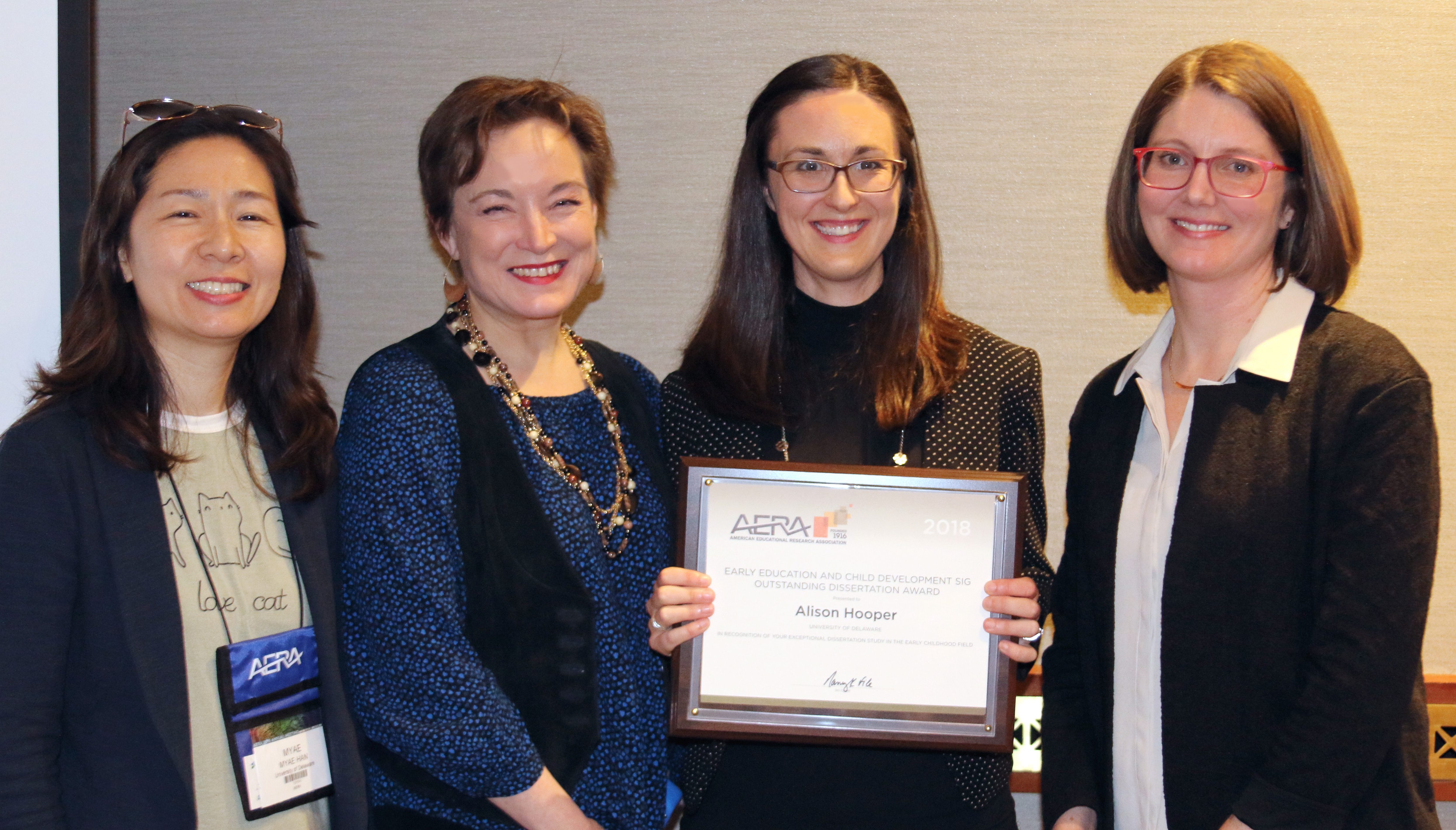 Alison Hooper and HDFS faculty at AERA award ceremony