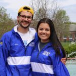 Joey Gallo and Haylee Hidalgo stand in front of Memorial Hall
