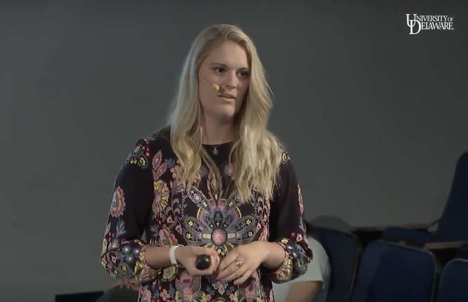 Taylor Ryan giving a talk at the Steele Symposium