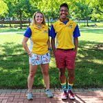Katie Manta and Josh Lewis smile on the UD campus