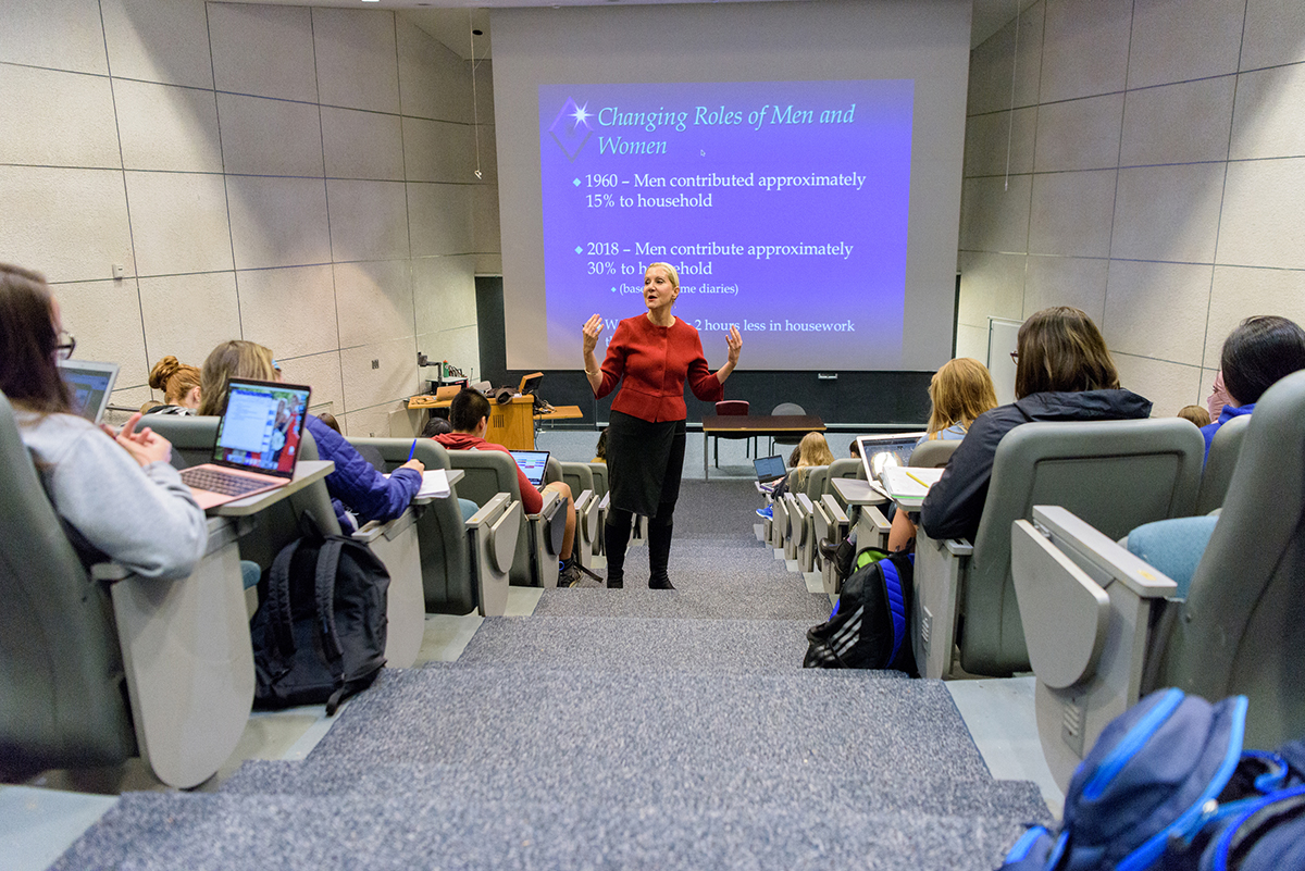 Bahira Sherif Trask teaching during her Diversity and Families class at UD