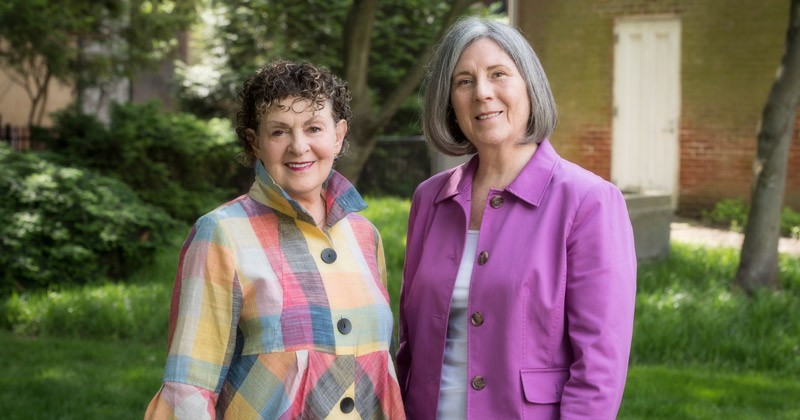 Honored with the inaugural Faculty Excellence in Scholarly Community Engagement Award are, from left, Roberta Golinkoff and April Veness