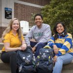 Students Olivia Ingman (left), Brenda Juarez (right) and Josh Lewis (center) are all seniors who worked this summer as NSO Orientation Leaders for incoming freshman.