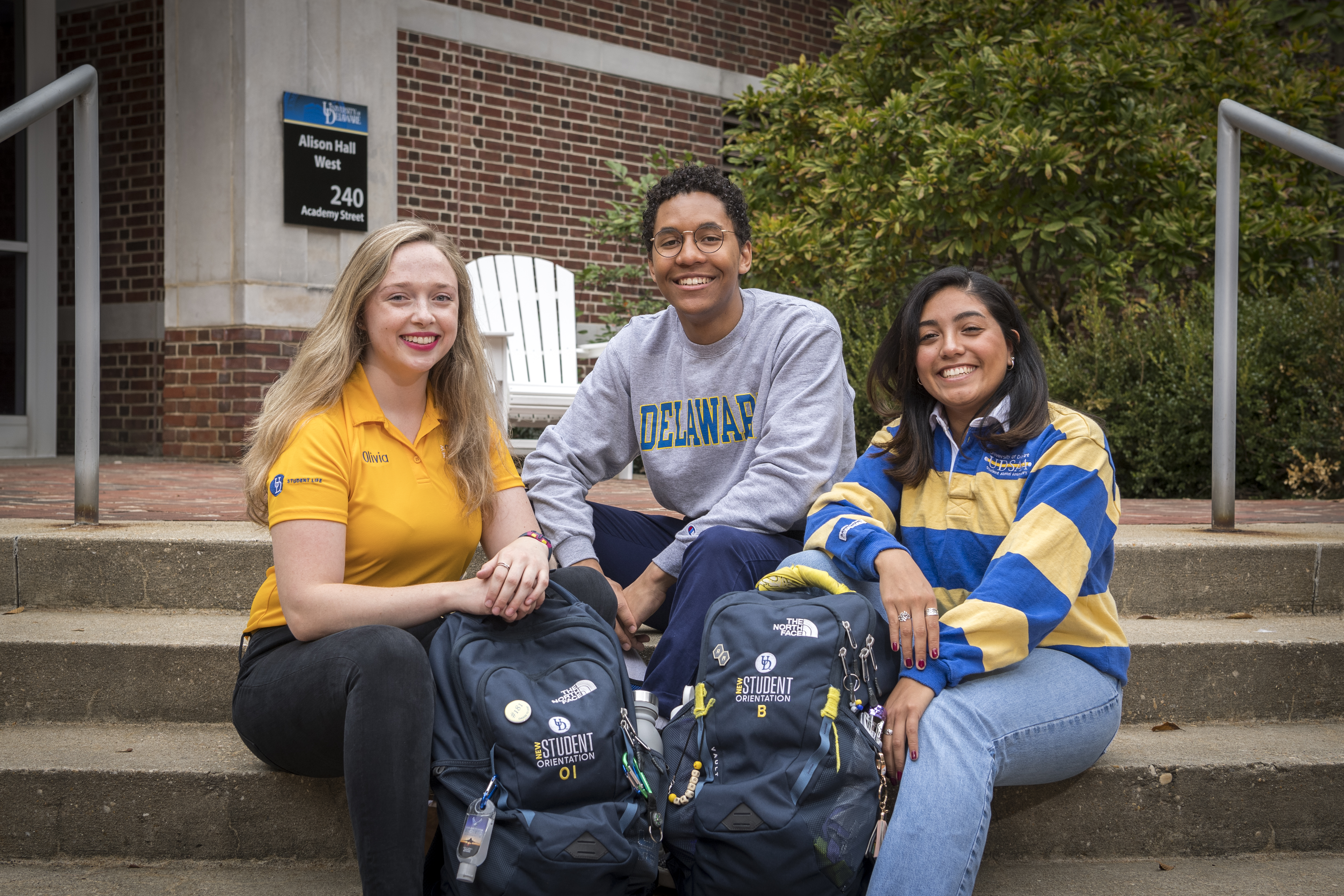 Students Olivia Ingman (left), Brenda Juarez (right) and Josh Lewis (center) are all seniors who worked this summer as NSO Orientation Leaders for incoming freshman.