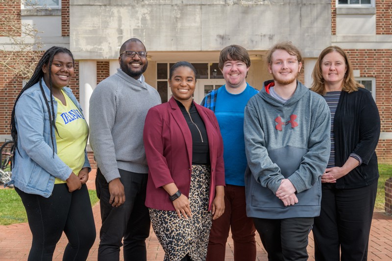 rom left to right are student Anij’ya Wilson, program manager Imani Powell, program coordinator Deandra Taylor, student Cooper Middleton, student Michael Sensenig and senior assistant dean Kristine Ritz.