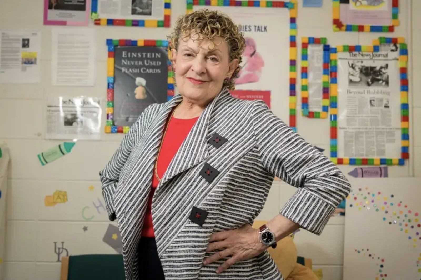 Roberta Golinkoff stands in the Child’s Play, Learning and Development Lab at the University of Delaware