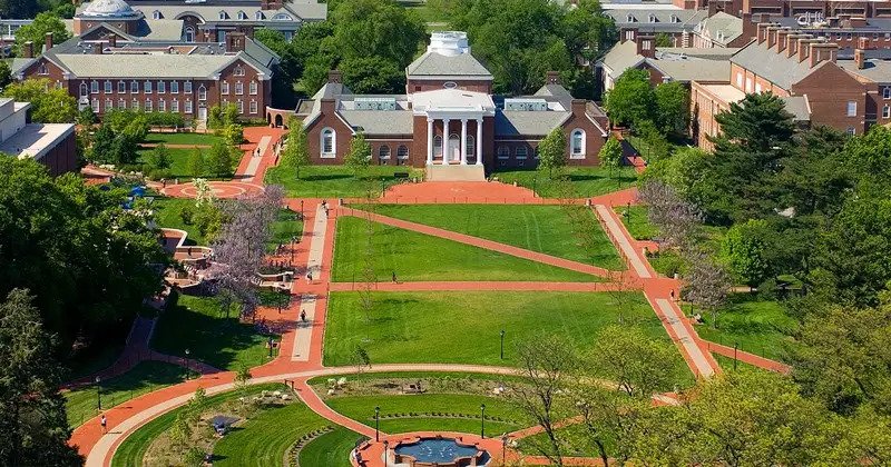 Aerial shot of the University of Delaware campus