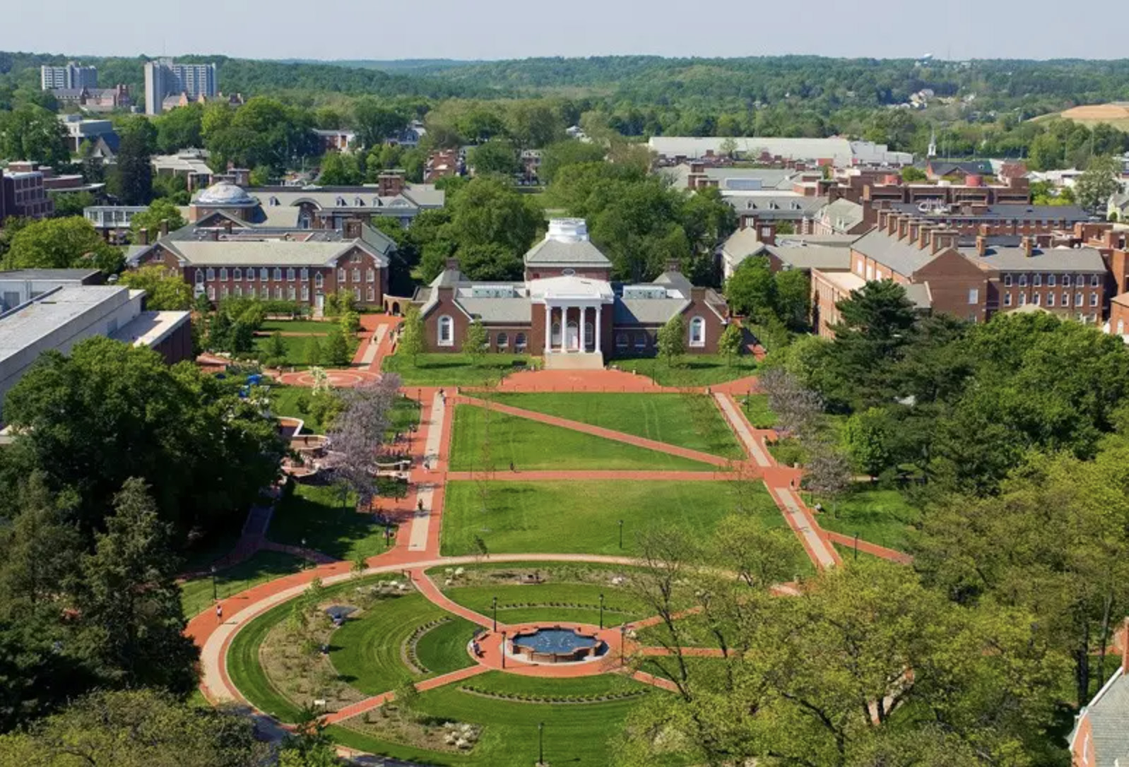 Aerial view of the University of Delaware campus