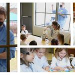 Tyler Van Buren, a UD mechanical engineering assistant professor, teaching science to Early Learning Center students