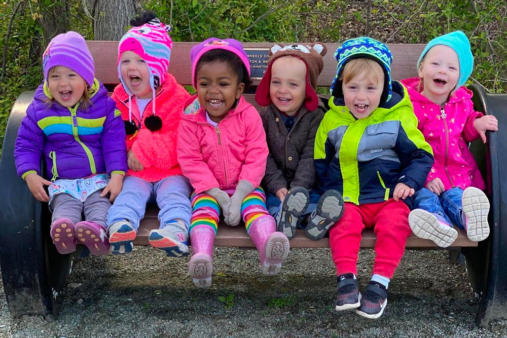 Toddlers outside at the UD Early Learning Center