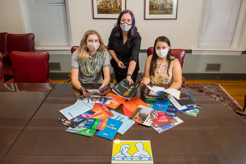 During National Hispanic Heritage Month, students Amanda Reed (left) and Lucia Pastor (right) work alongside Prof. Meghan Dabkowski to launch LASER, an organization whose mission is to create a critical mass of Hispanic/Latinx students on UD’s campus.