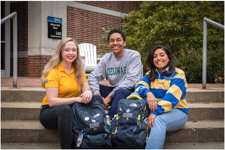 Students Olivia Ingman (left), Brenda Juarez (right) and Josh Lewis (center) are all seniors who worked this summer as NSO Orientation Leaders for incoming freshman