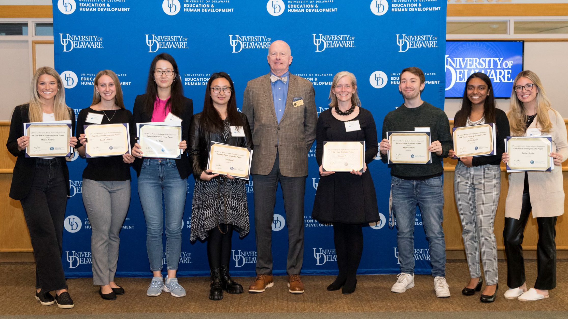 The 2022 student award winners with dean Gary T. Henry at CEHD's 2022 Steele Symposium.