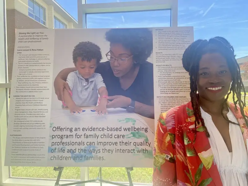 Kyma Fulgence-Belardo, a child care wellness advocate and mindfulness instructor, helps facilitate sessions to provide the family child care perspective on health and wellness.