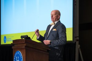 CEHD Dean Gary T. Henry delivers opening remarks at the launch of UD’s School Success Center.