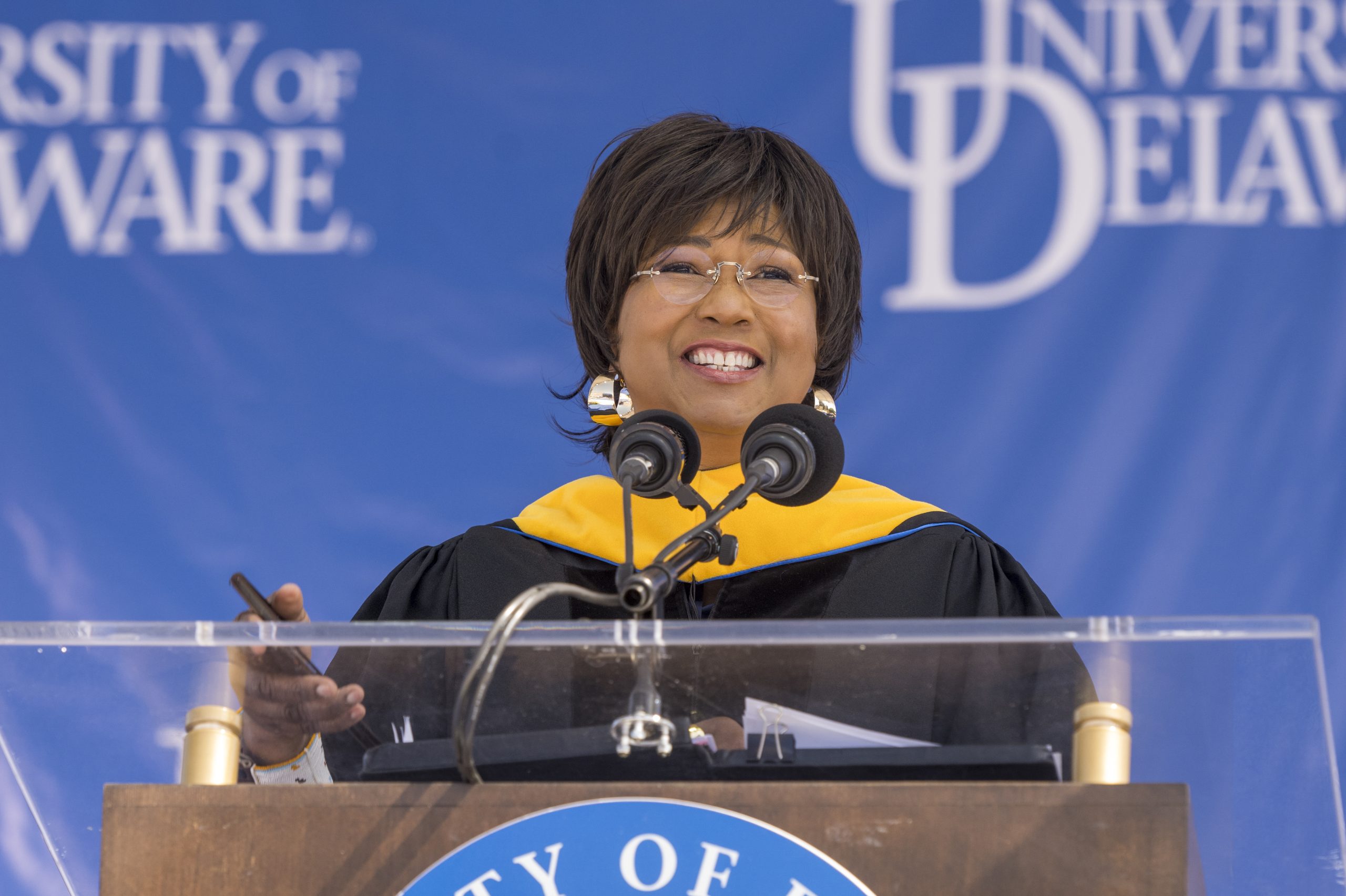 Mae Jemison, a former NASA astronaut who was the first African American woman in space, spoke at the University of Delaware’s Commencement Ceremony on Saturday, May 27.