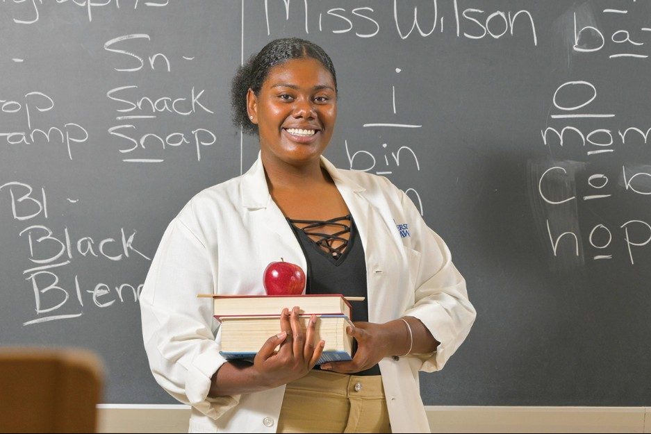 Anij’ya Wilson, EHD23, participated in UD's Teacher Residency Program, a yearlong, paid placement in a high-need Delaware school that takes the place of a traditional student teaching experience.