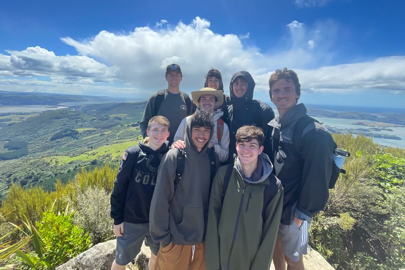 Gilman Scholar Owen Bubczyk was enthusiastic to discover the 2024 Winter Session Kinesiology and Applied Physiology program, led by faculty directors Nancy Getchell and Todd Royer. Bubczyk (front left) is pictured with his classmates during one of many excursions in New Zealand this winter.