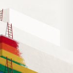 This graphic shows ladders against a stack of blocks with rainbow edges.