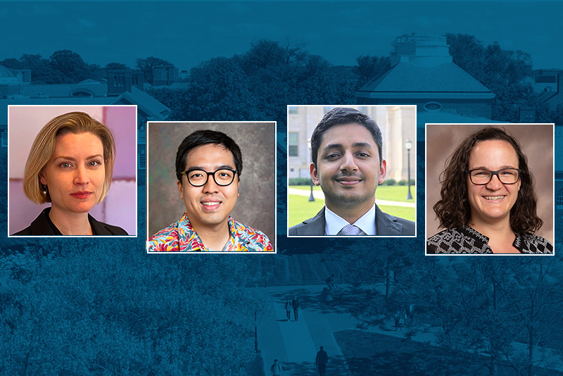 Honored with the 2025 Excellence in Teaching Award are (from left) Alison Terndrup, Jin Yao Kwan, Rajinda Wickrama and Elizabeth Sargent.