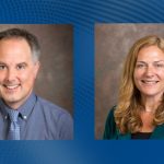 Headshots of Jason Hustedt and Sara Goldstein against a blue background.