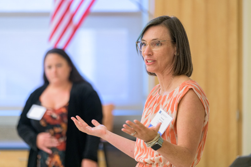Delaware Conference on Public Education held at Dover High School in Dover, DE. Pictured: Breakout session on collaborative reading and research-based professional learning taught by Elizabeth Farley-Ripple, associate professor in the School of Education and director of the Partnership for Public Education at the University of Delaware; and Kati Tilley, Graduate Research Assistant at the University of Delaware.
