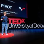 William Woelki presents his research at the 2025 TEDXUniversityofDelaware event on Nov. 5.