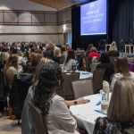 Alison Travers, assistant director of the Delaware Academy for School Leadership in CEHD’s School Success Center, welcomes nearly 400 educators to the 2025 Women Leading Delaware Education Conference.