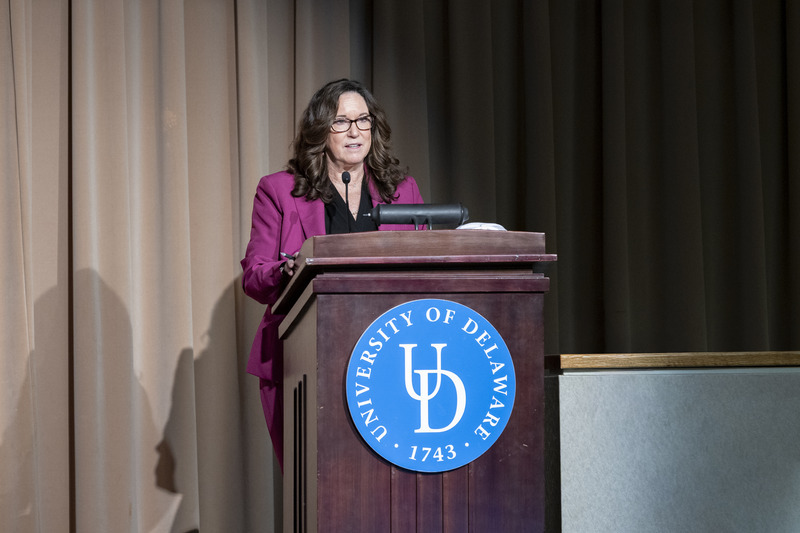 Delaware Secretary of Education Cindy Marten delivers remarks at the conference.
