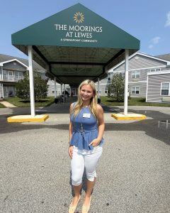 Lauria Tana-Dawson, senior in CEHD’s human services program, at The Moorings in Lewes.