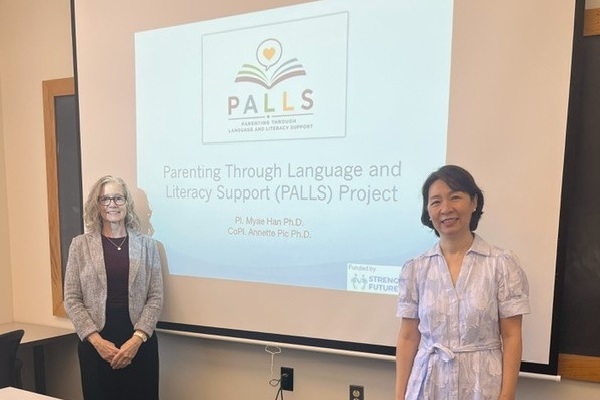 Han (right) and Pic (left) meet together to discuss their PALLS curriculum in August 2026.